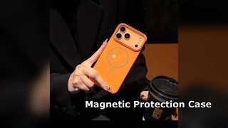 Funda magnética para teléfono con botón de metal, protección a prueba de golpes