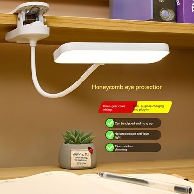Lámpara de escritorio de lectura LED moderna con función de carga de sombra de plástico cuadrada de ajuste de temperatura de tres colores