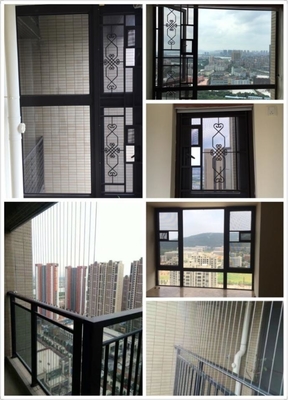 Ventana transparente con rejilla invisible cuerda de alambre de acero de nylon para ventanas