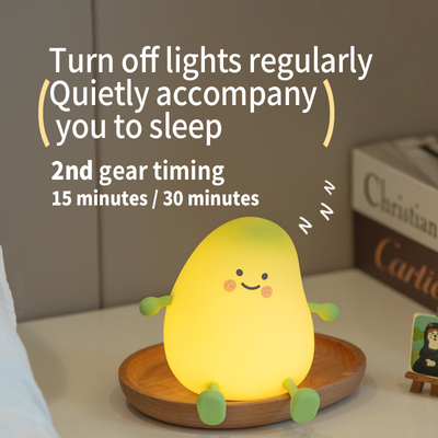 Nuevo pequeño verde de la luz de la noche de la manga Mango tiempo con el sueño de la luz de silicona regalo creativo atmósfera Pat luz LED