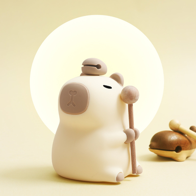 Diseño moderno lámpara nocturna de silicona capibara portátil USB recargable fuente de luz LED control táctil lámpara de animales para el dormitorio