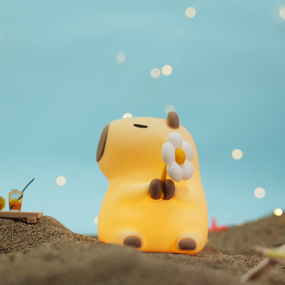 Diseño moderno lámpara nocturna de silicona capibara portátil USB recargable fuente de luz LED control táctil lámpara de animales para el dormitorio
