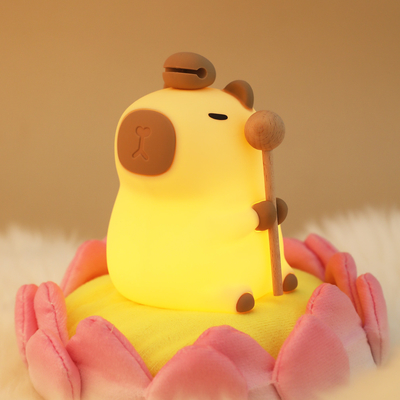 Divertido dibujo animado Capybara luz nocturna Control de toque 1200mAh luz nocturna recargable para dormir con 7 colores cambiantes