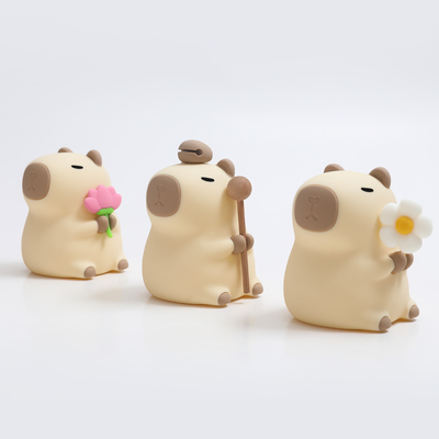 Lámpara nocturna de silicona de capibara dulce Luces nocturnas para niños Regalo USB Recargable Animales Lámpara nocturna de silicona