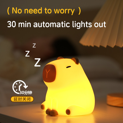 USB Recargable Atenuante Capibara Iluminación nocturna Iluminación nocturna de silicona Lámpara de mesa junto a la cama del dormitorio infantil