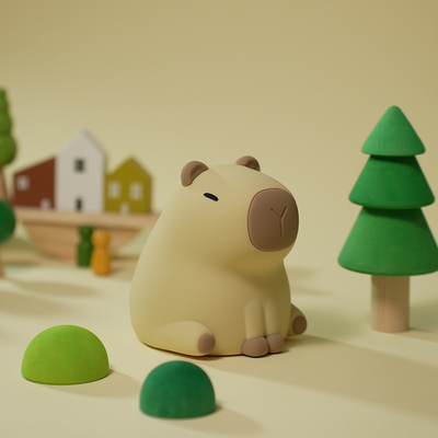 Nueva Cute Capybara Silicona Luz de noche Usb Recargable Led Pat Lámpara Tiempo Oscurecimiento Decorativo Mesa Lámpara de noche Dormir