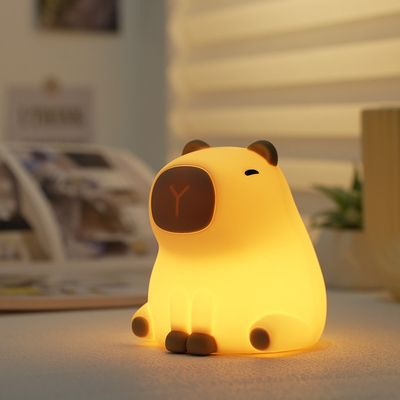 Nueva Cute Capybara Silicona Luz de noche Usb Recargable Led Pat Lámpara Tiempo Oscurecimiento Decorativo Mesa Lámpara de noche Dormir