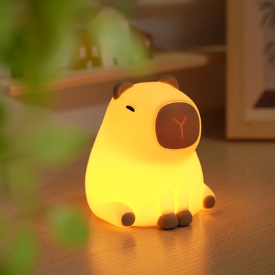 USB Recargable Atenuante Capibara Iluminación nocturna Iluminación nocturna de silicona Lámpara de mesa junto a la cama del dormitorio infantil