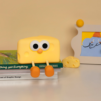 Divertida lámpara nocturna recargable de LED lindo dibujo animado queso lámpara de mesa de silicona sensor táctil animales bricolaje niños dormitorio regalo niños