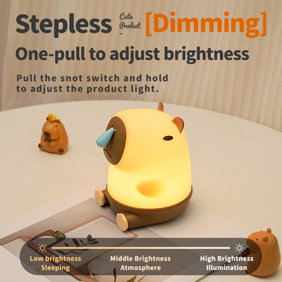 Lámpara de mesa Snottybara Animal recargable dibujos animados creativos Capybara lámpara de noche de silicona