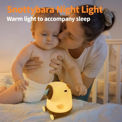Mayorista Capybara luz nocturna lindo animal lámpara nocturna Snottybara silicona luces táctiles decoración portátil recargable para niños