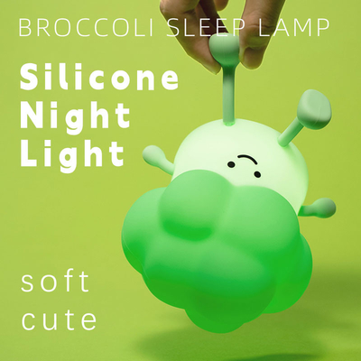 DY Dormir de moda Luz nocturna de silicona Recargable Lámpara de cama de vegetales 3 niveles de atenuación Brócoli Luz nocturna