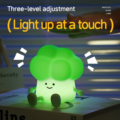 Brócoli Luz nocturna Vegetales lámpara recargable USB dibujos animados Silicona Niños Decoración de dormitorio Niño Regalo de cumpleaños