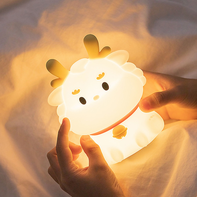 LED USB Recargable Dispersión Dragón Toque dibujos animados Decoración de dormitorio lindo Sillón de silicona para bebés Lámpara de mesa Luz nocturna