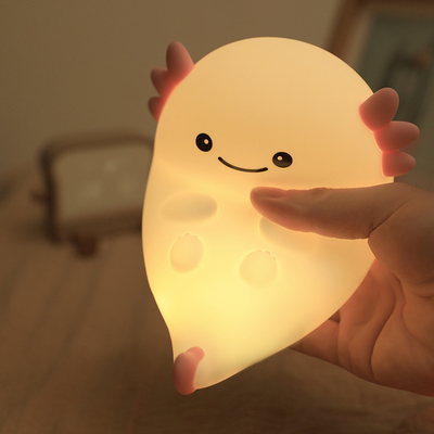 Diseño moderno Silicona luz nocturna lindo LED cálido blanco colorido noche para niños dormitorio control táctil