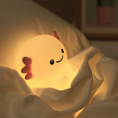 Diseño moderno Silicona luz nocturna lindo LED cálido blanco colorido noche para niños dormitorio control táctil