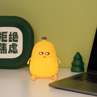 Bananas lindas dibujos animados fruta LED luz nocturna lámpara de silicona sensor táctil tiempo USB recargable niños dormitorio regalo de cumpleaños