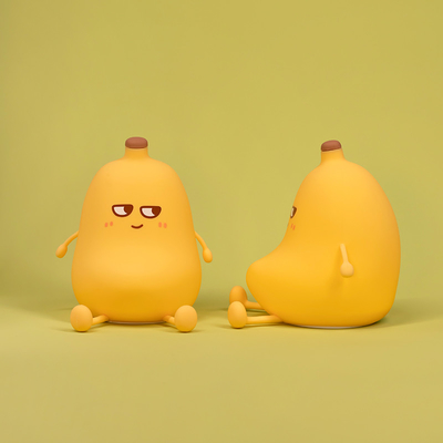 Bananas lindas dibujos animados fruta LED luz nocturna lámpara de silicona sensor táctil tiempo USB recargable niños dormitorio regalo de cumpleaños