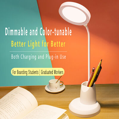 Lámpara de escritorio portalápices moderna y sencilla LED recargable Enchufable Protección ocular Lámpara de estudio Lámpara de lectura para dormitorio universitario Táctil