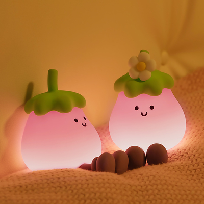 Vegetales pequeñas berenjenas lámparas de silicona USB recargable dormitorio de la cama Pat luces nocturnas para regalos
