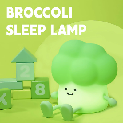 DY Dormir de moda Luz nocturna de silicona Recargable Lámpara de cama de vegetales 3 niveles de atenuación Brócoli Luz nocturna
