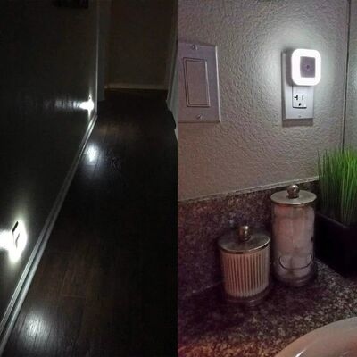 Lámpara de noche LED enchufable de 0.5W con sensor inteligente de anochecer a amanecer, luz blanca diurna